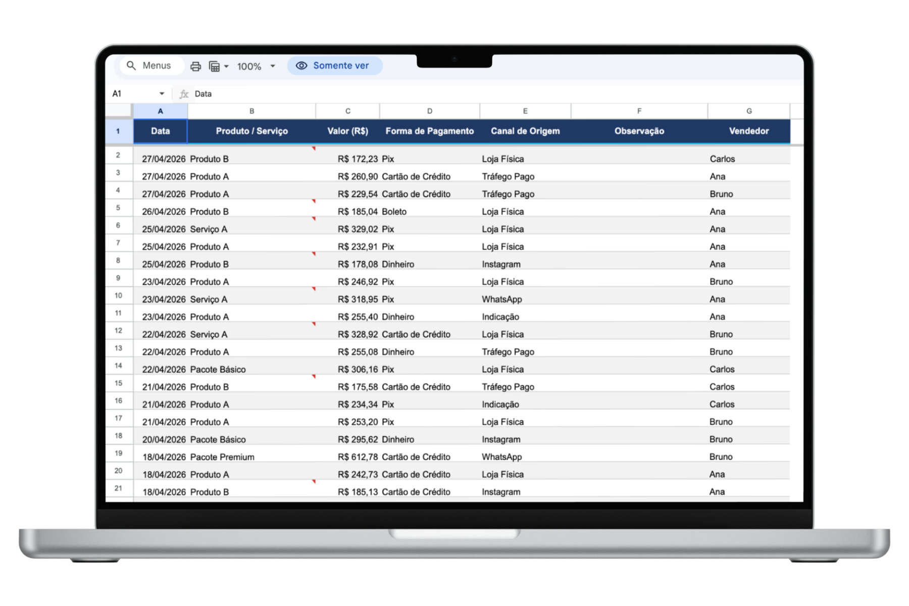 Planilha Google Sheets